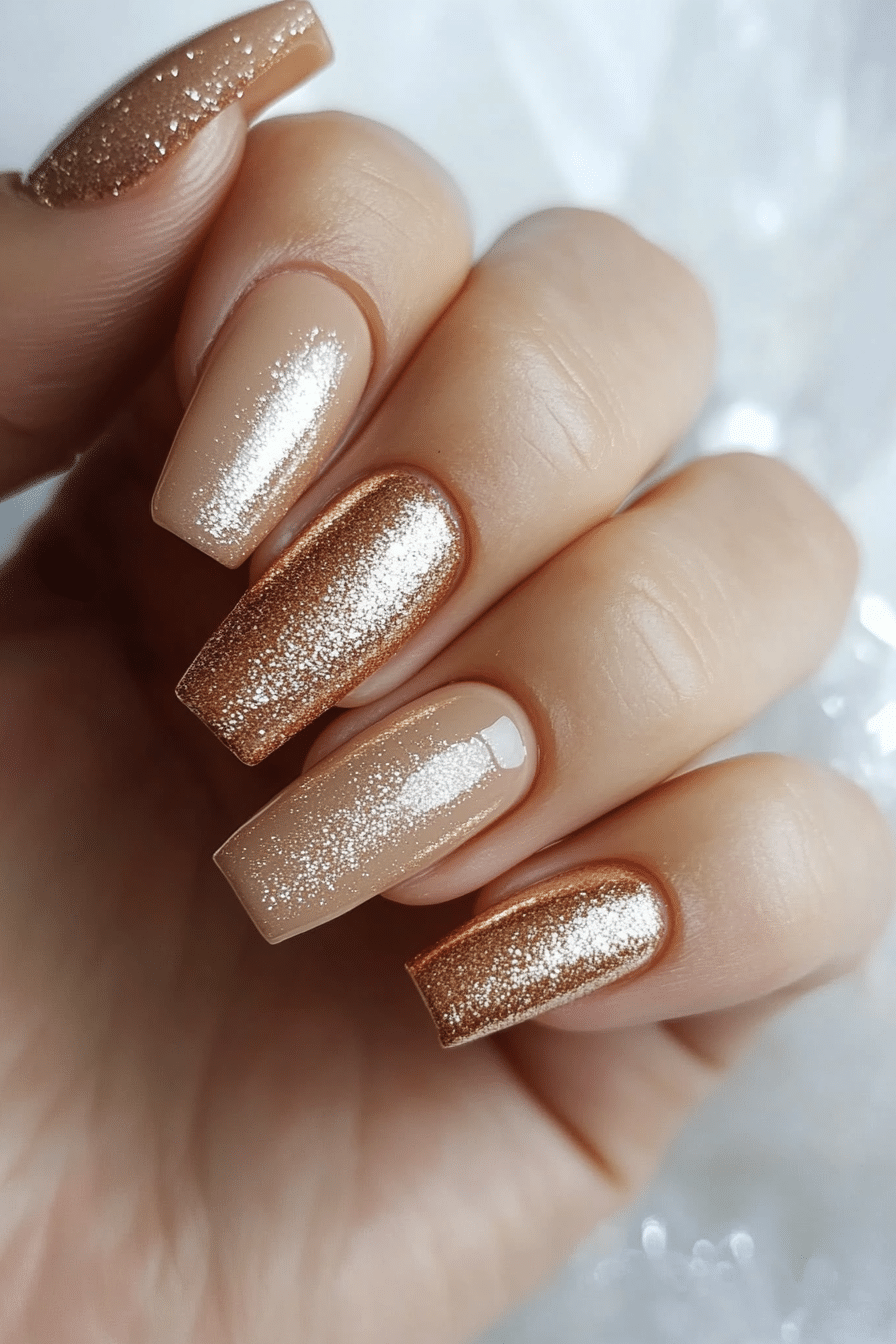 22. Champagne Gold Luxe (One Color Nail Design Ideas) - One Color Nail Design Ideas