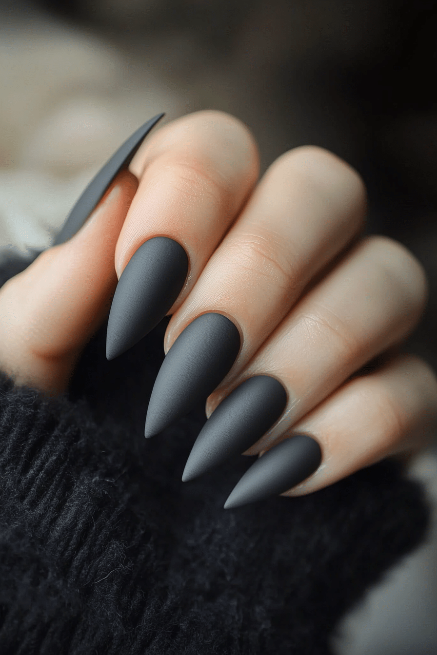 26. Graphite Grey Edge (One Color Nail Design Ideas) - One Color Nail Design Ideas