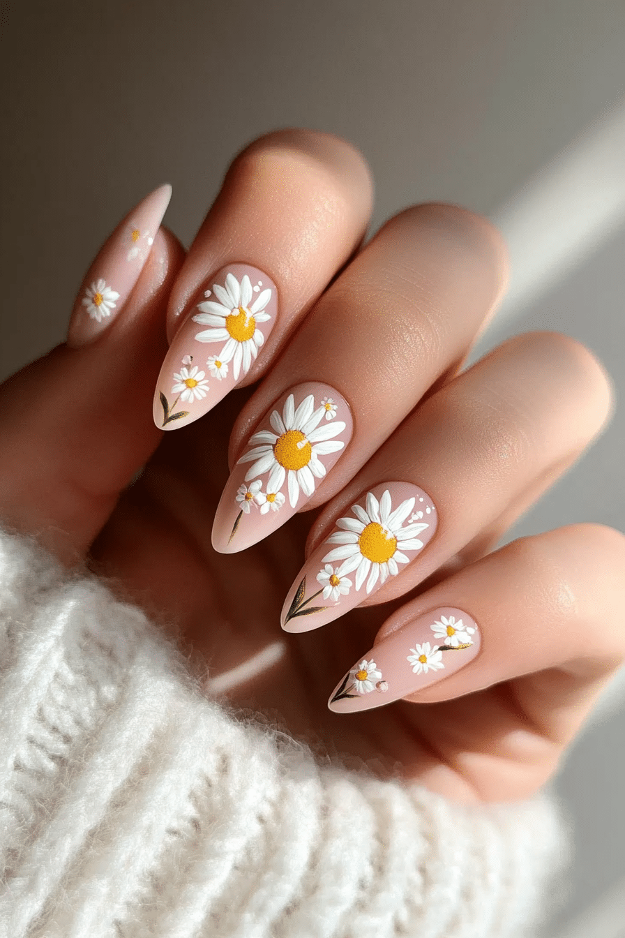 2. Blush Daisy Delight (Cute Nail Design Ideas) - Cute Nail Design Ideas