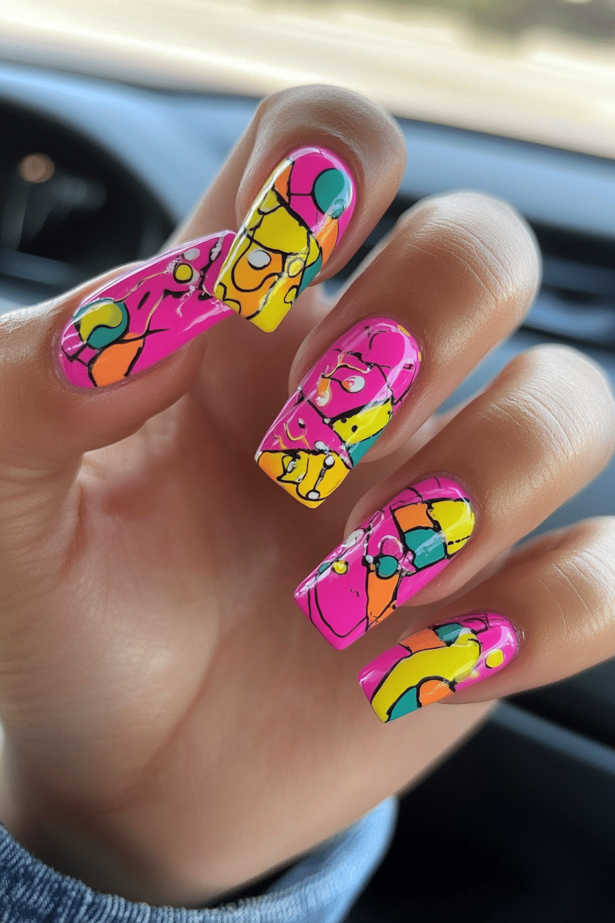 4. Bubblegum Pop Art (Cute Nail Design Ideas) - Cute Nail Design Ideas