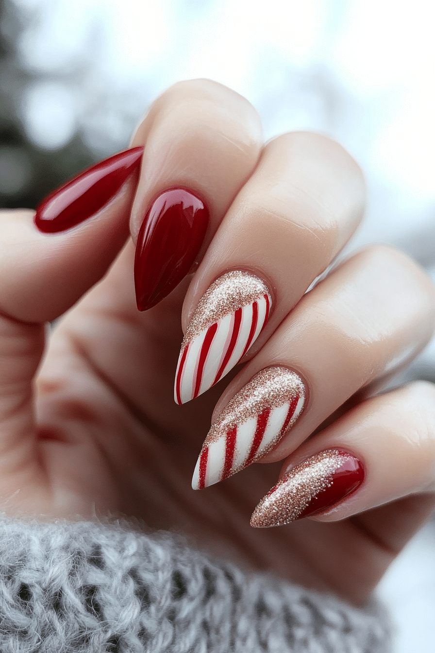 17. Candy Cane Stripes (Cute Nail Design Ideas) - Cute Nail Design Ideas