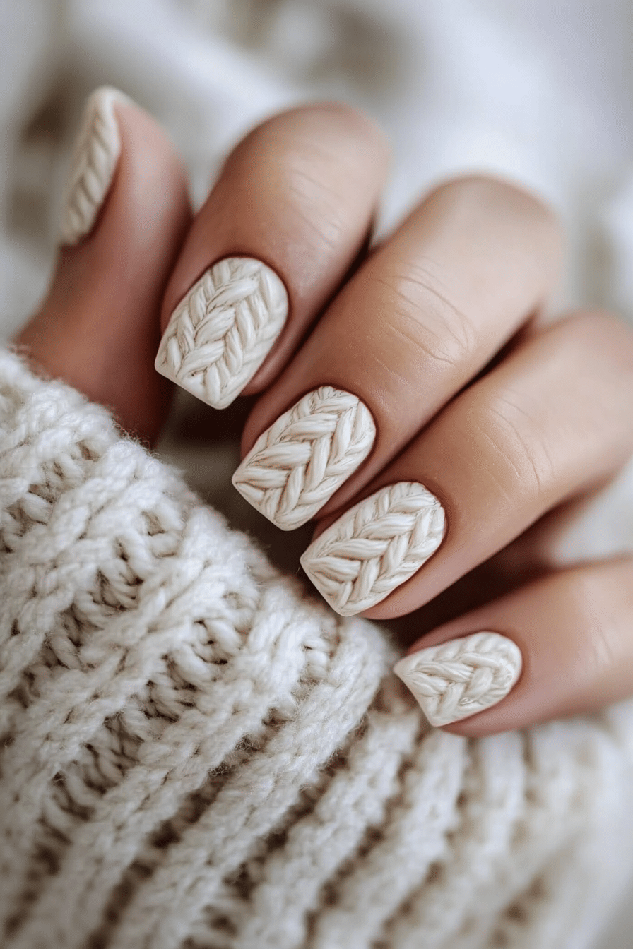 18. Cozy Sweater Knit (Cute Nail Design Ideas) - Cute Nail Design Ideas