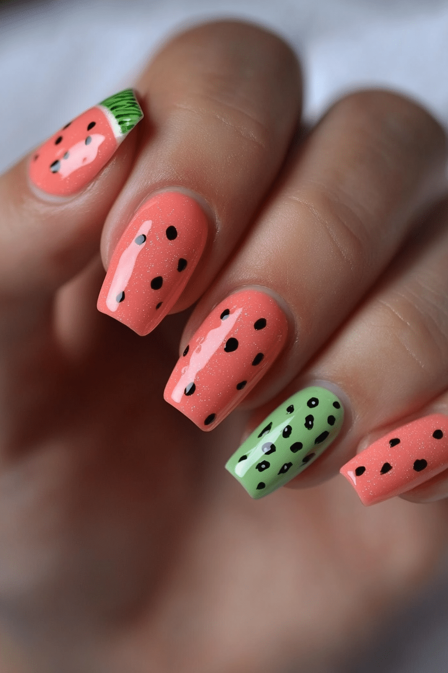 22. Watermelon Crush (Cute Nail Design Ideas) - Cute Nail Design Ideas