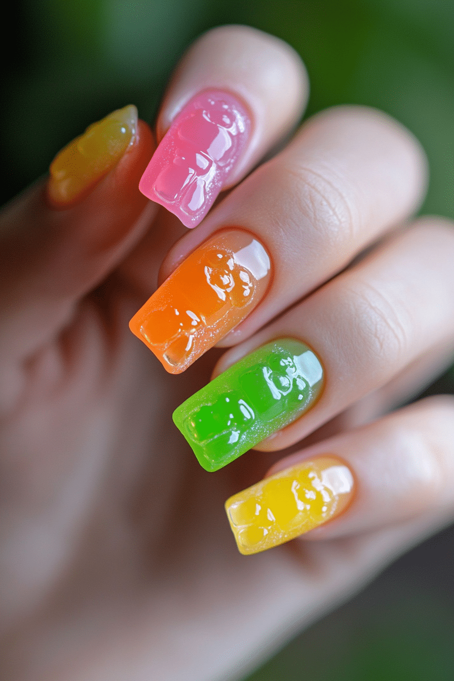 24. Gummy Bear Glaze (Cute Nail Design Ideas) - Cute Nail Design Ideas