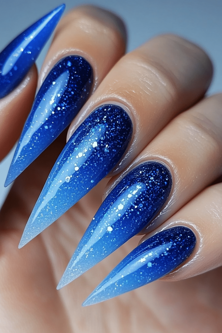 7. Cobalt Shimmer Delight (Blue Spring Nail Design Ideas) - Blue Spring Nail Design Ideas
