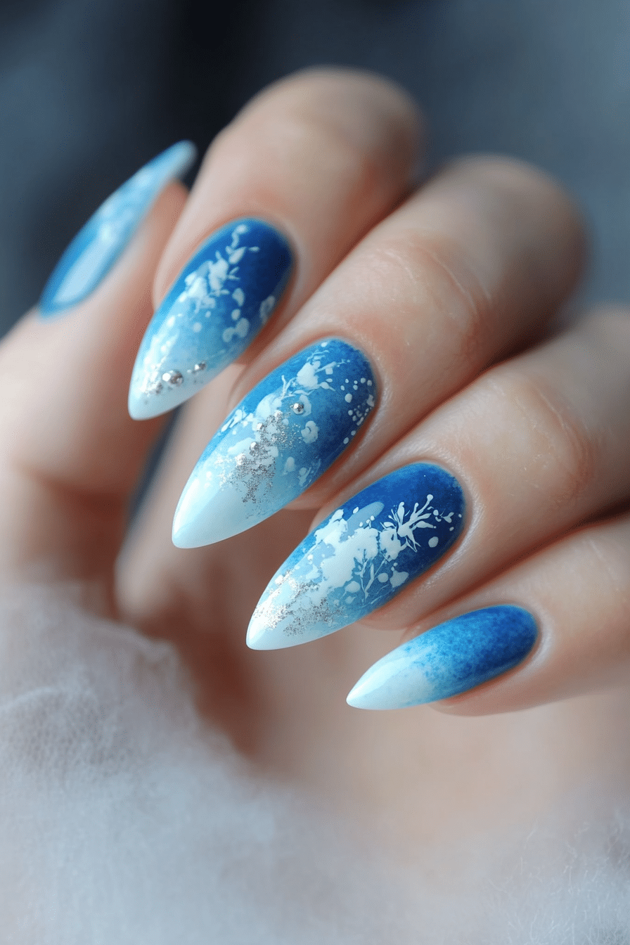 11. Watercolor Blue Beauty (Blue Spring Nail Design Ideas) - Blue Spring Nail Design Ideas