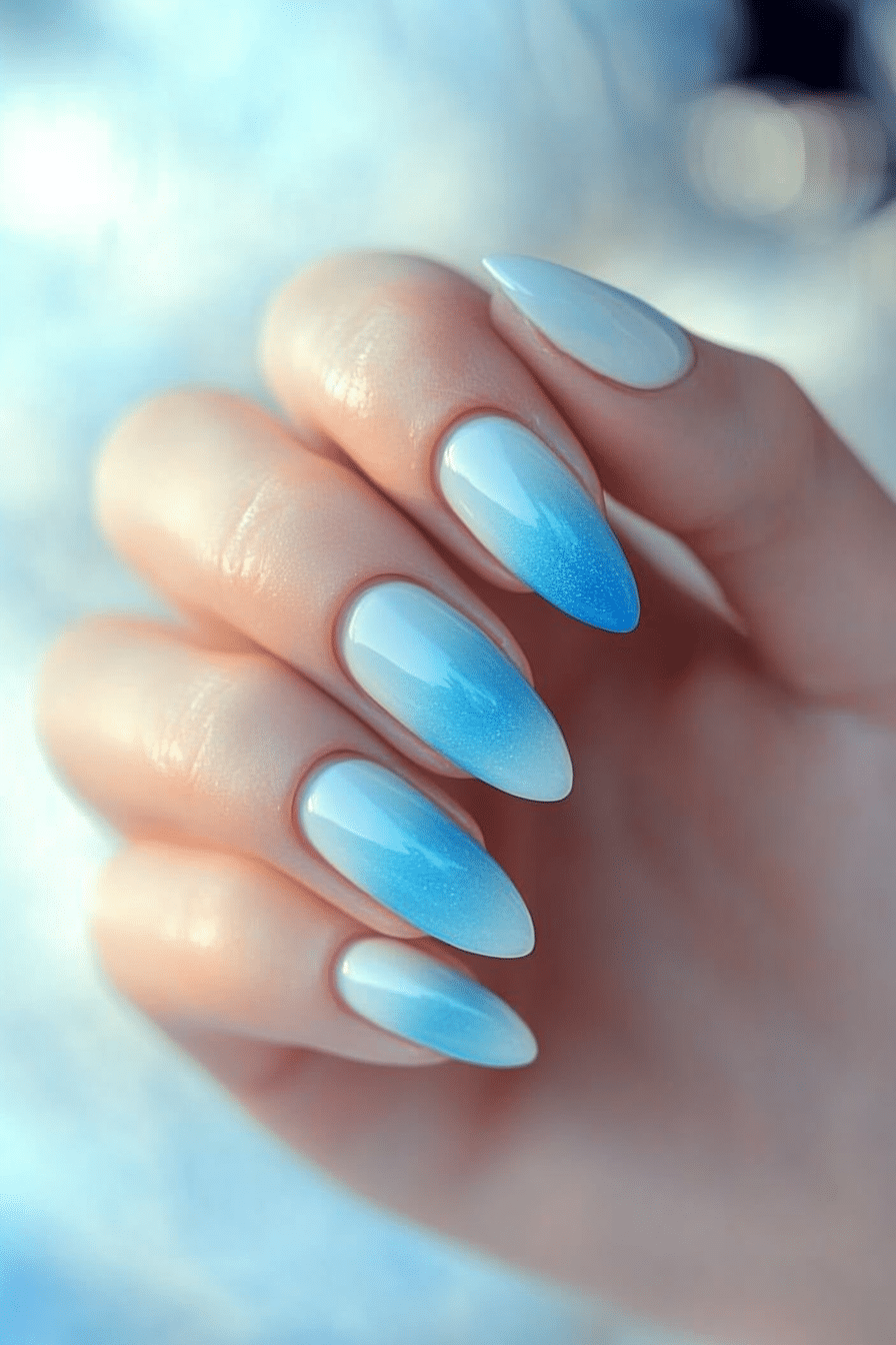 12. Pastel Sky Ombre (Blue Spring Nail Design Ideas) - Blue Spring Nail Design Ideas