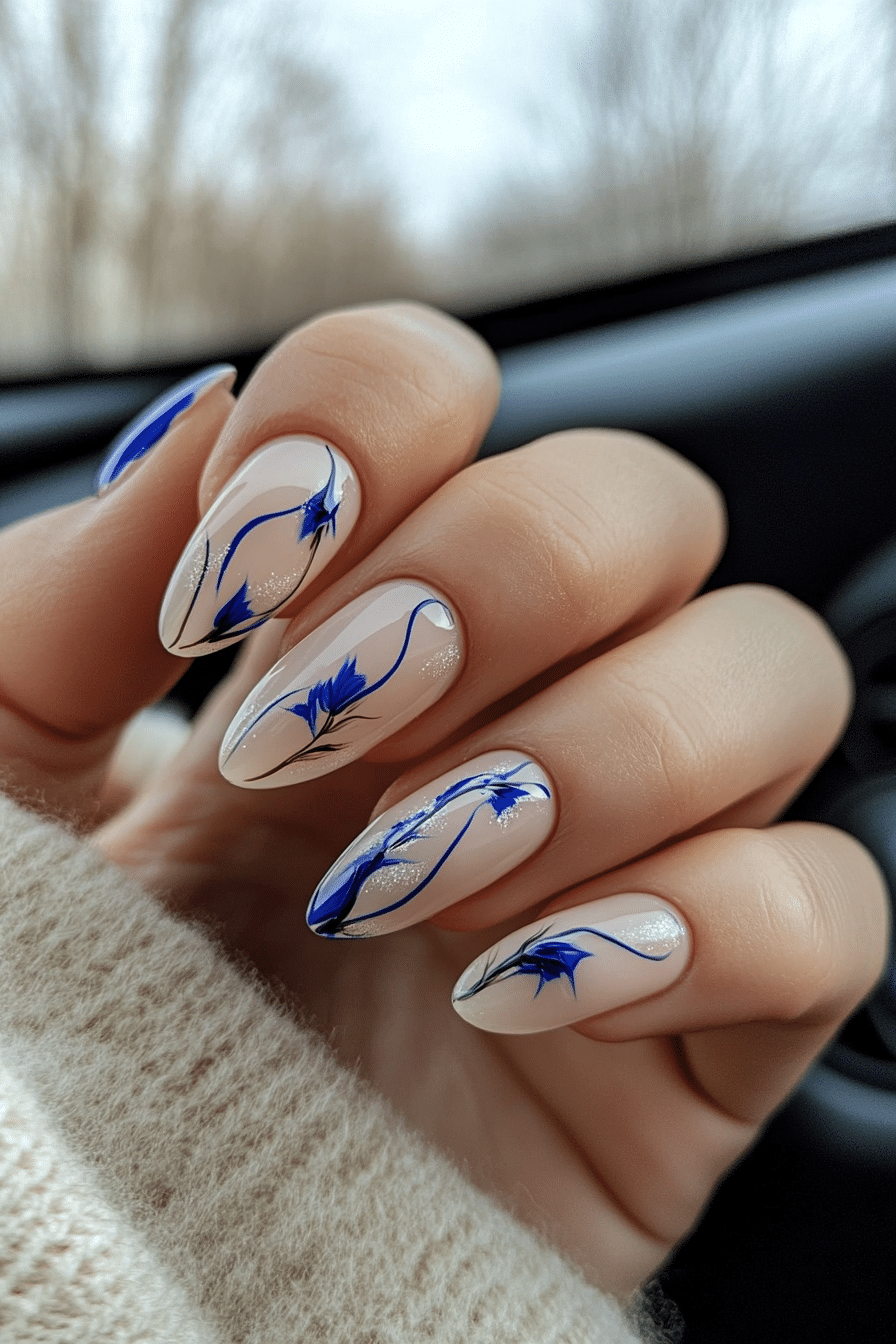 14. Minimalist Blue Accents (Blue Spring Nail Design Ideas) - Blue Spring Nail Design Ideas