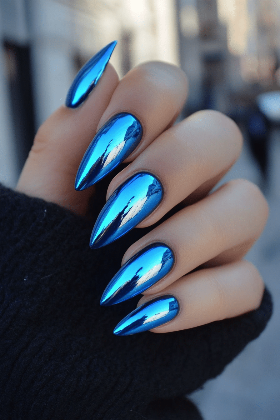 16. Electric Blue Chrome (Blue Spring Nail Design Ideas) - Blue Spring Nail Design Ideas