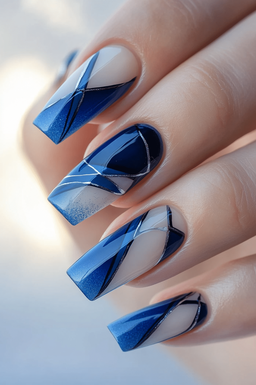 17. Skyline Edge Design (Blue Spring Nail Design Ideas) - Blue Spring Nail Design Ideas