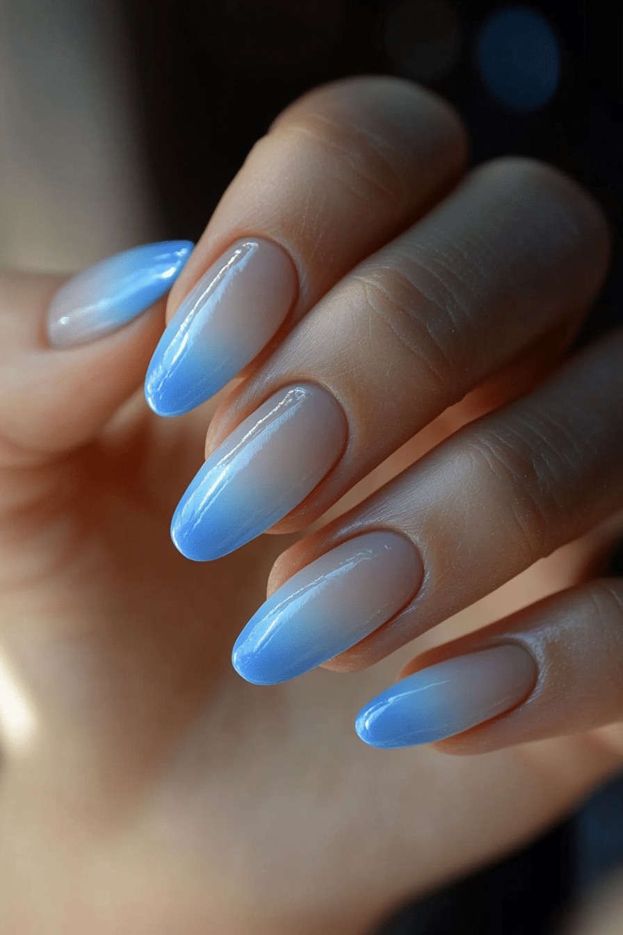 20. Frosted Blue Tips (Blue Spring Nail Design Ideas) - Blue Spring Nail Design Ideas