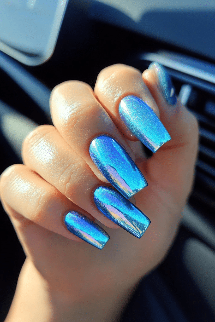 23. Holographic Ice Blue (Blue Spring Nail Design Ideas) - Blue Spring Nail Design Ideas
