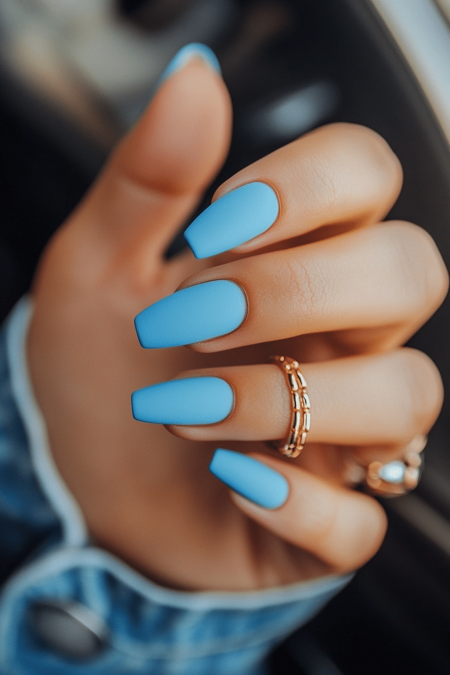 25. Powder Blue Matte Finish (Blue Spring Nail Design Ideas) - Blue Spring Nail Design Ideas
