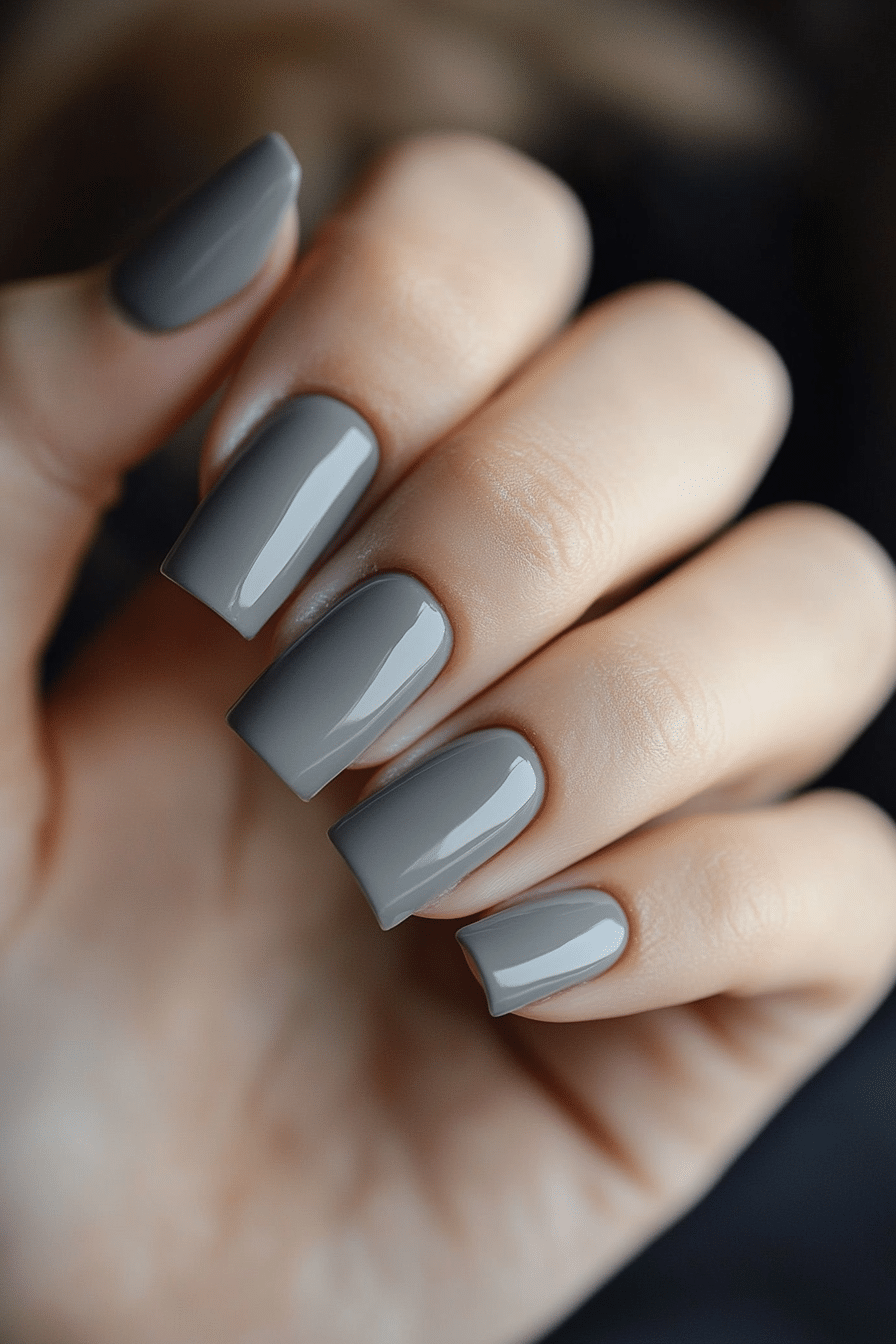 17. Sleek Graphite Grey (Basic Nail Design Ideas) - Basic Nail Design Ideas