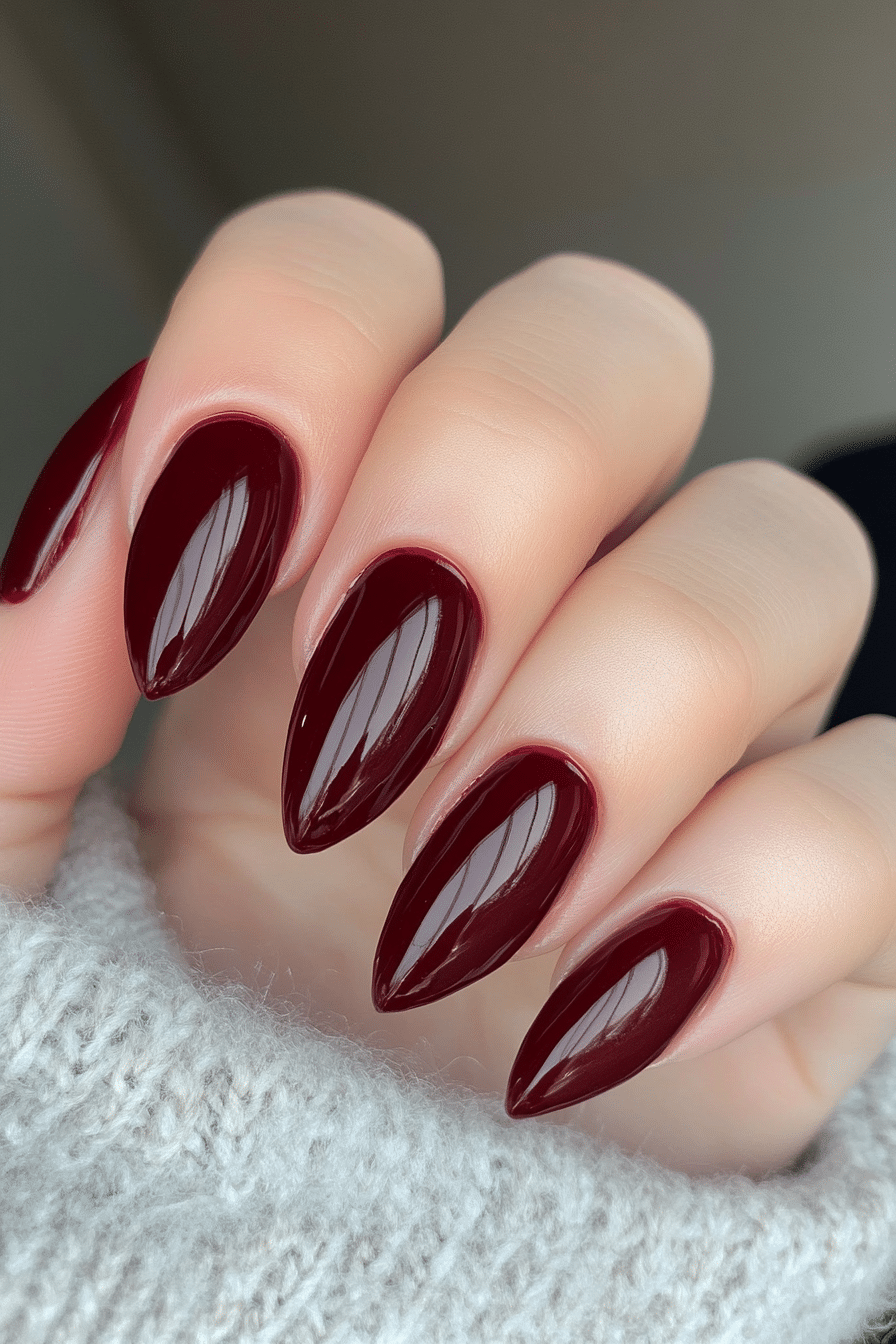 22. Deep Merlot Gloss (Basic Nail Design Ideas) - Basic Nail Design Ideas