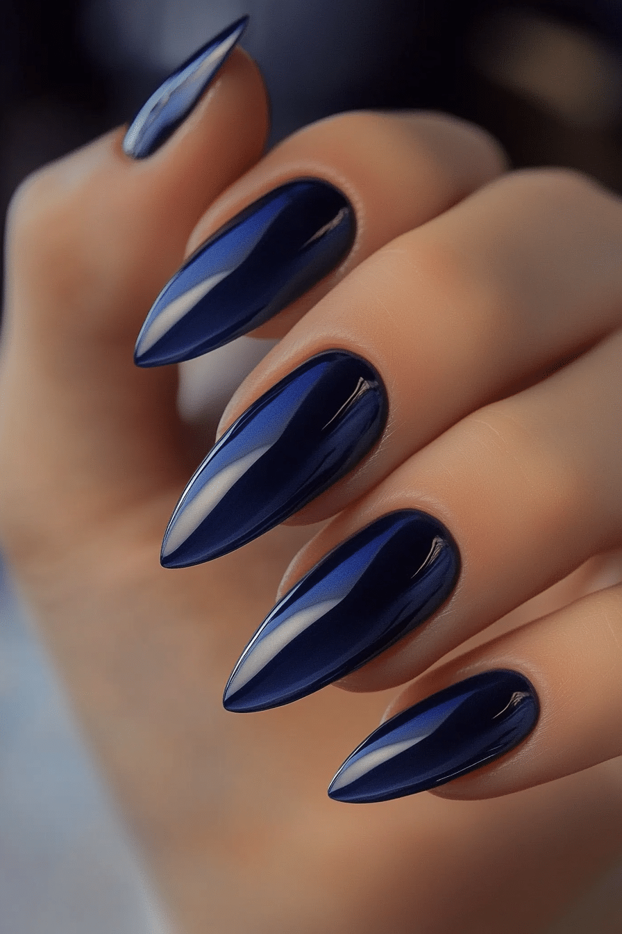 24. Steel Blue Satin (Basic Nail Design Ideas) - Basic Nail Design Ideas