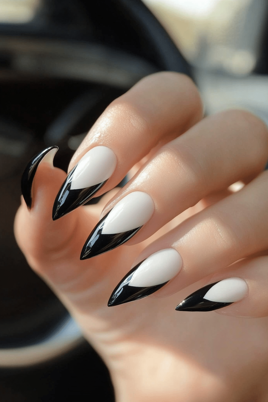 6. Bold Black Tips (French Tip Nail Design Ideas) - French Tip Nail Design Ideas