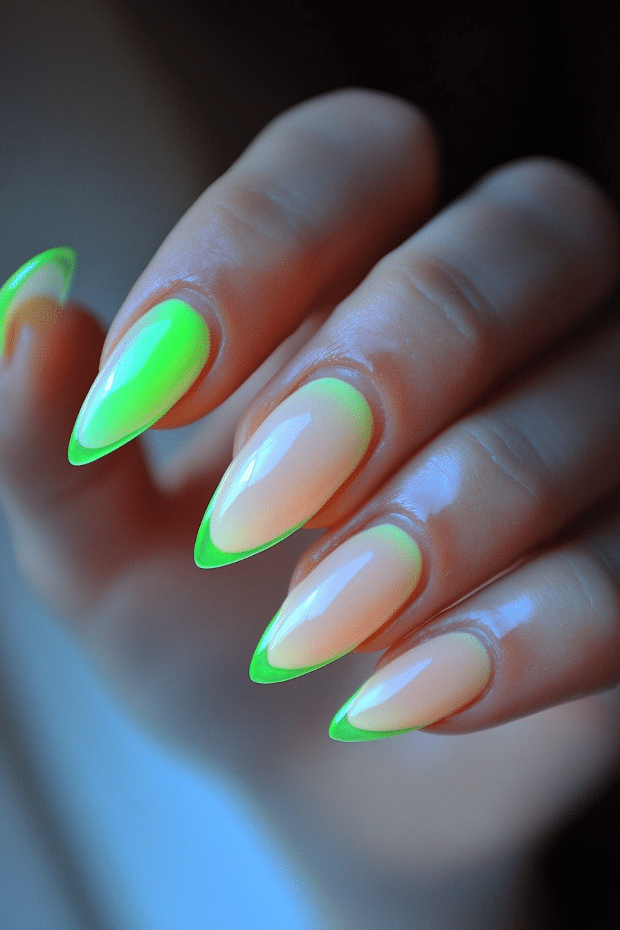 10. Neon Edge French Tips (French Tip Nail Design Ideas) - French Tip Nail Design Ideas