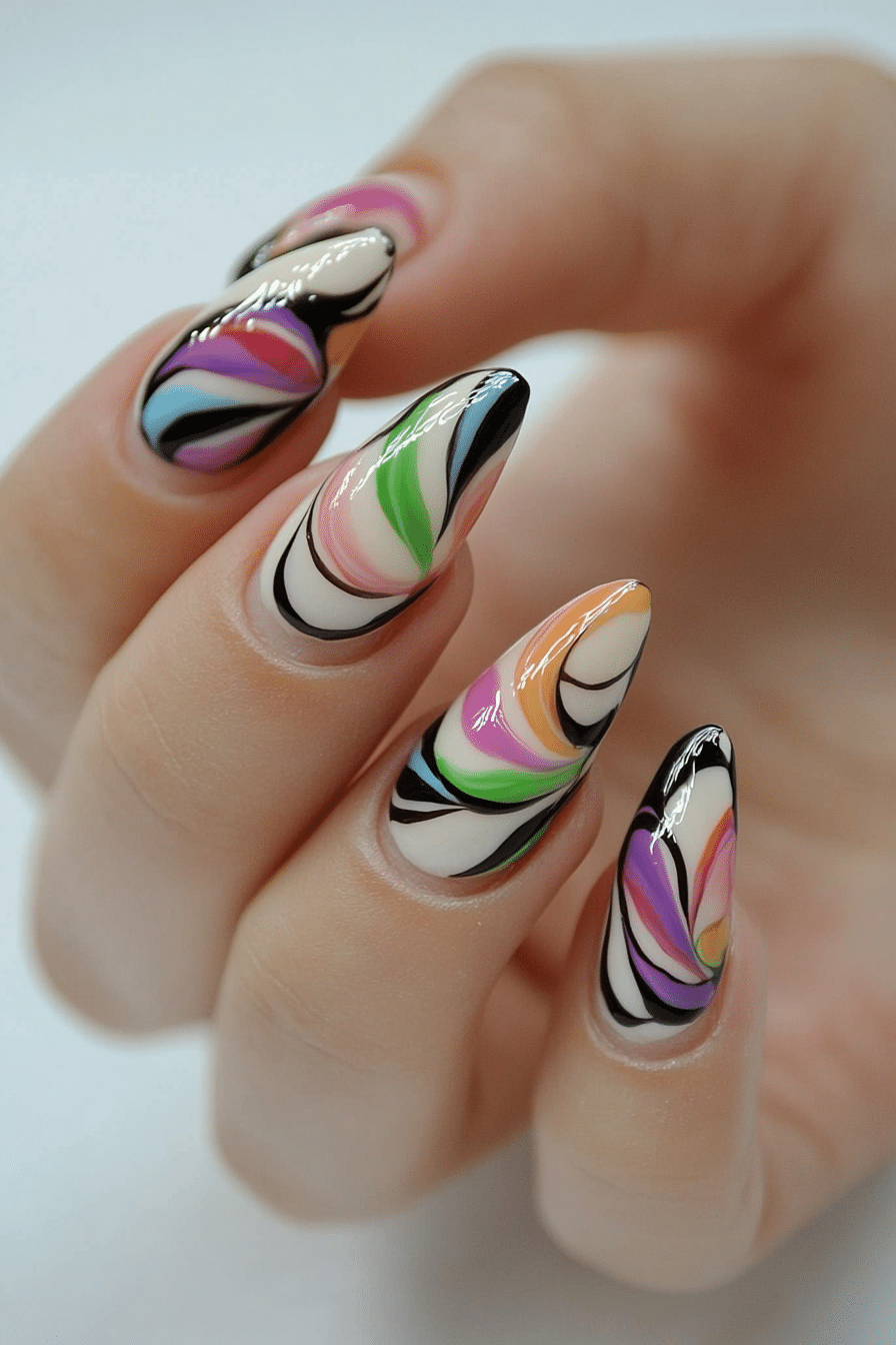 21. French Tips with Swirls (French Tip Nail Design Ideas) - French Tip Nail Design Ideas