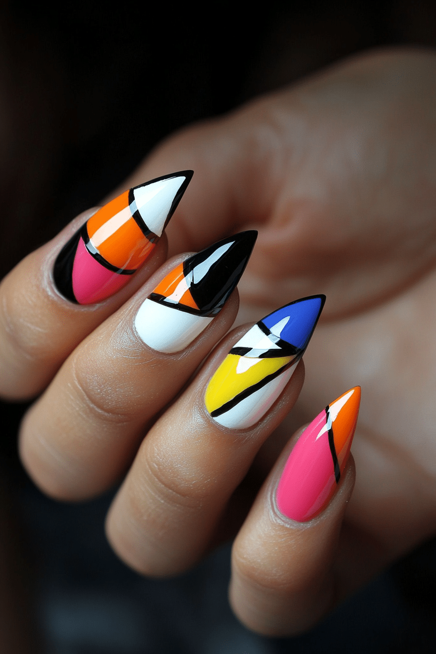 23. Color Block French Tips (French Tip Nail Design Ideas) - French Tip Nail Design Ideas