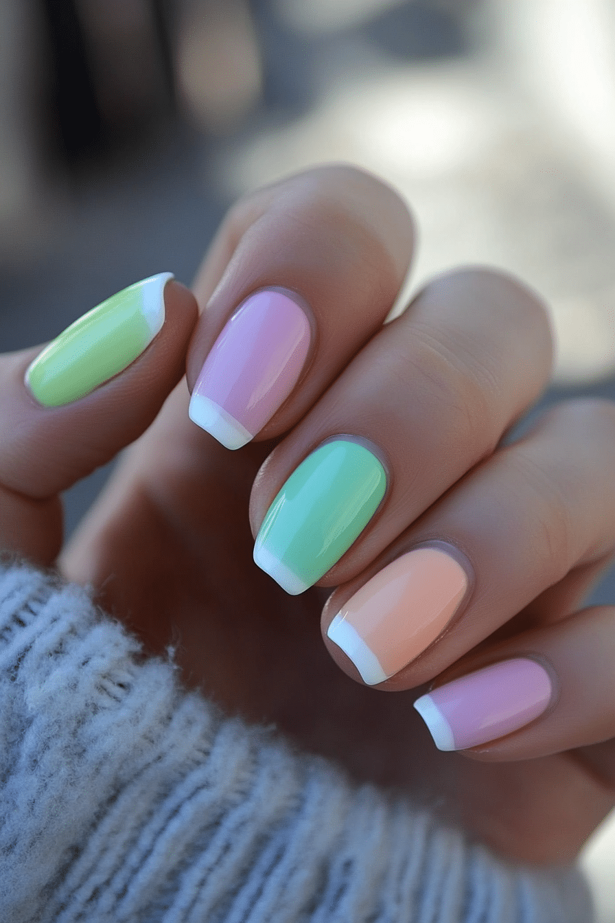 26. Candy-Colored French Tips (French Tip Nail Design Ideas) - French Tip Nail Design Ideas