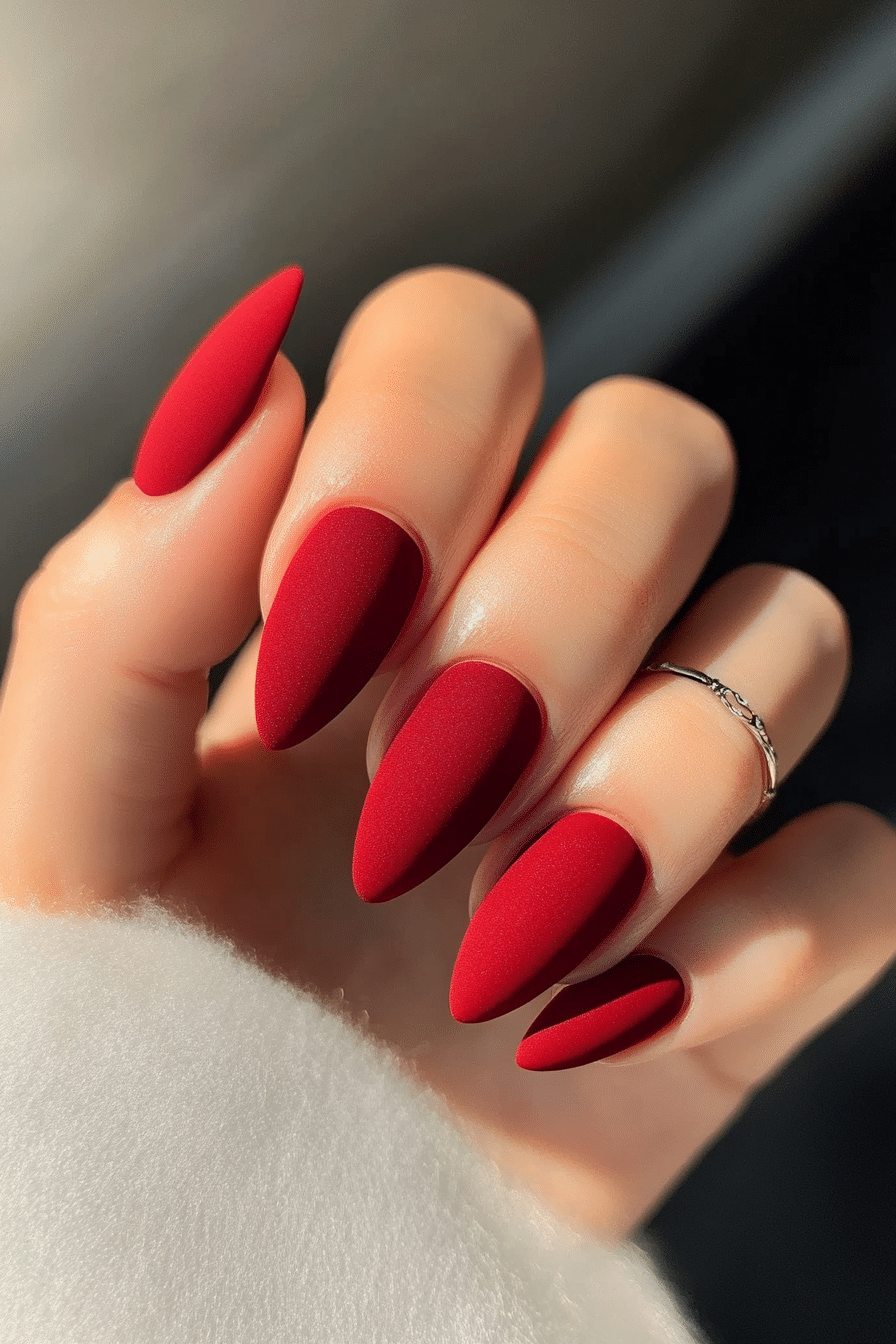 1. Crimson Velvet Elegance (Red Prom Nail Design Ideas) - Red Prom Nail Design Ideas
