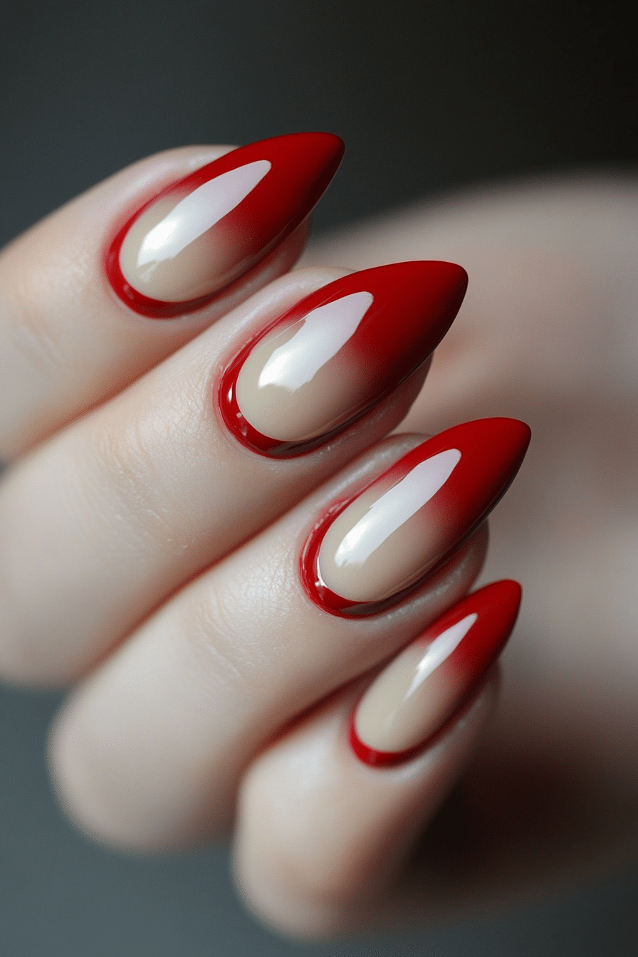 3. Scarlet French Tips (Red Prom Nail Design Ideas) - Red Prom Nail Design Ideas