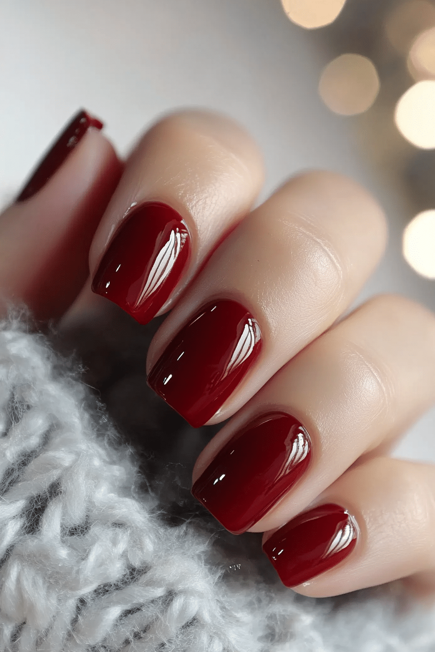 4. Glossy Cherry Perfection (Red Prom Nail Design Ideas) - Red Prom Nail Design Ideas