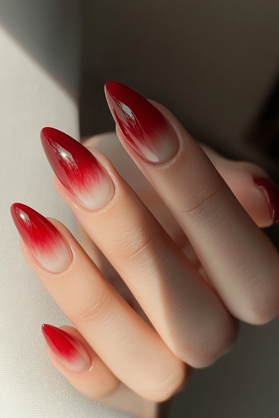 5. Garnet Ombre Fade (Red Prom Nail Design Ideas) - Red Prom Nail Design Ideas