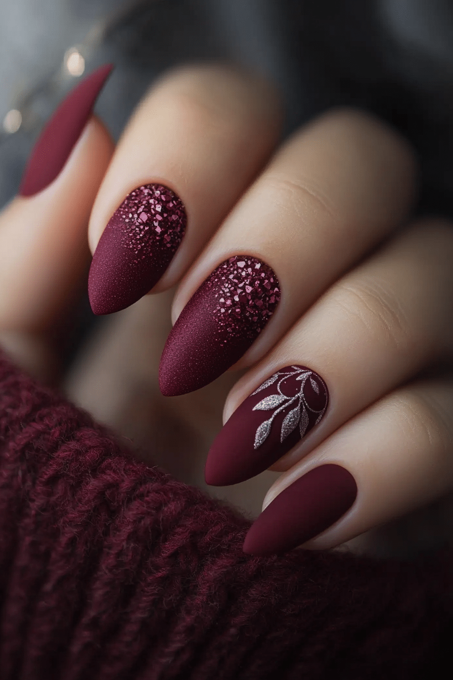 18. Matte Merlot Sophistication (Red Prom Nail Design Ideas) - Red Prom Nail Design Ideas