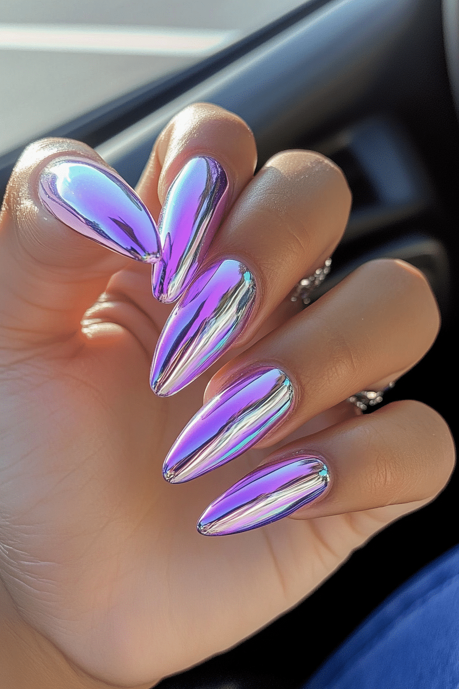 3. Lavender Chrome Finish (Purple And Lavender Nail Design Ideas) - Purple And Lavender Nail Design Ideas