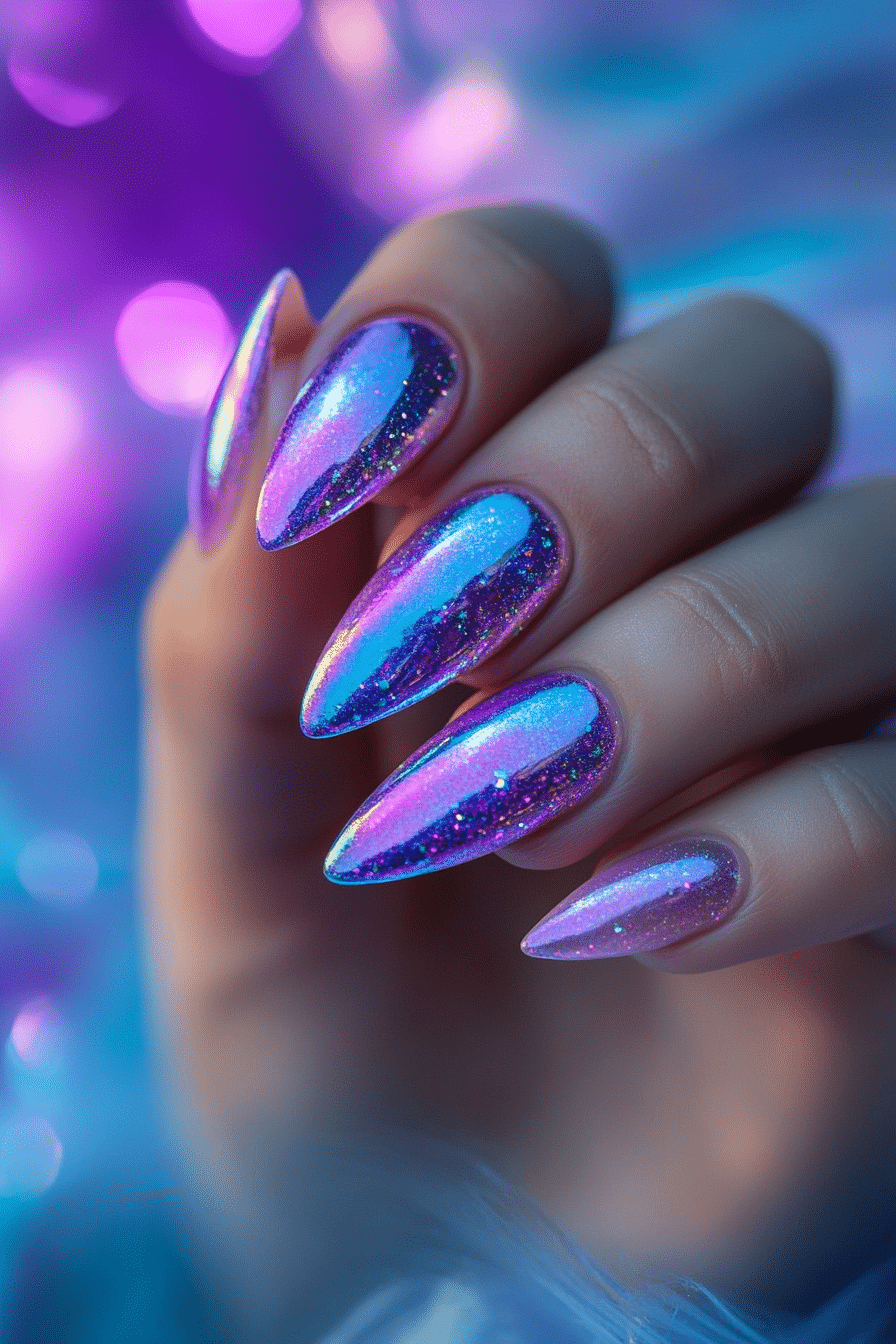 5. Holographic Amethyst Shine (Purple And Lavender Nail Design Ideas) - Purple And Lavender Nail Design Ideas