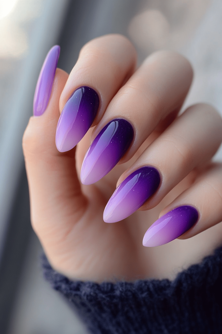 9. Electric Purple Ombre (Purple And Lavender Nail Design Ideas) - Purple And Lavender Nail Design Ideas