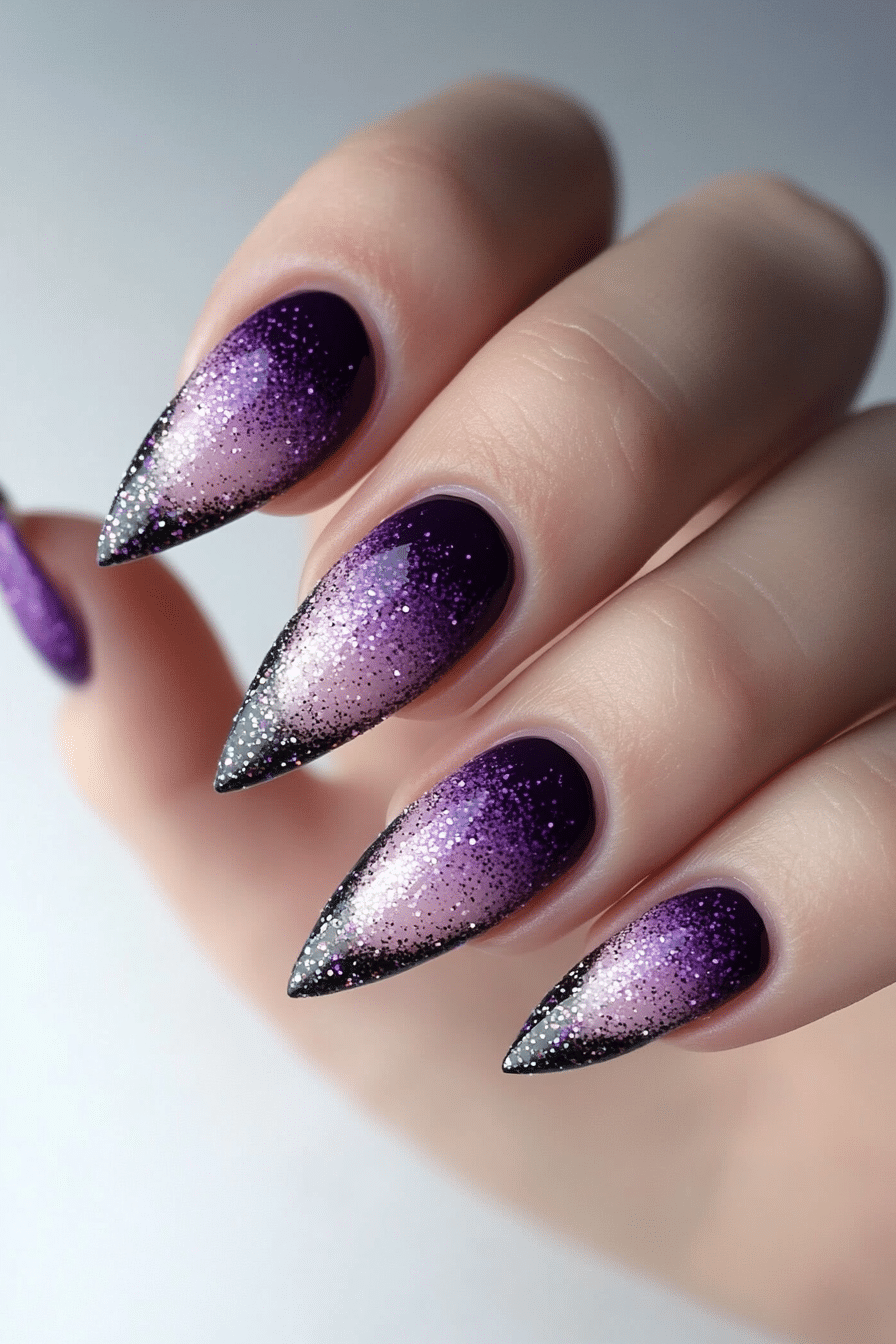 11. Dark Orchid Glitter Tips (Purple And Lavender Nail Design Ideas) - Purple And Lavender Nail Design Ideas