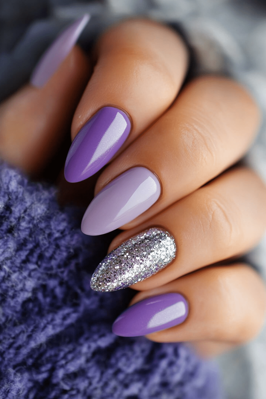 12. Lavender and Silver Foil Mix (Purple And Lavender Nail Design Ideas) - Purple And Lavender Nail Design Ideas