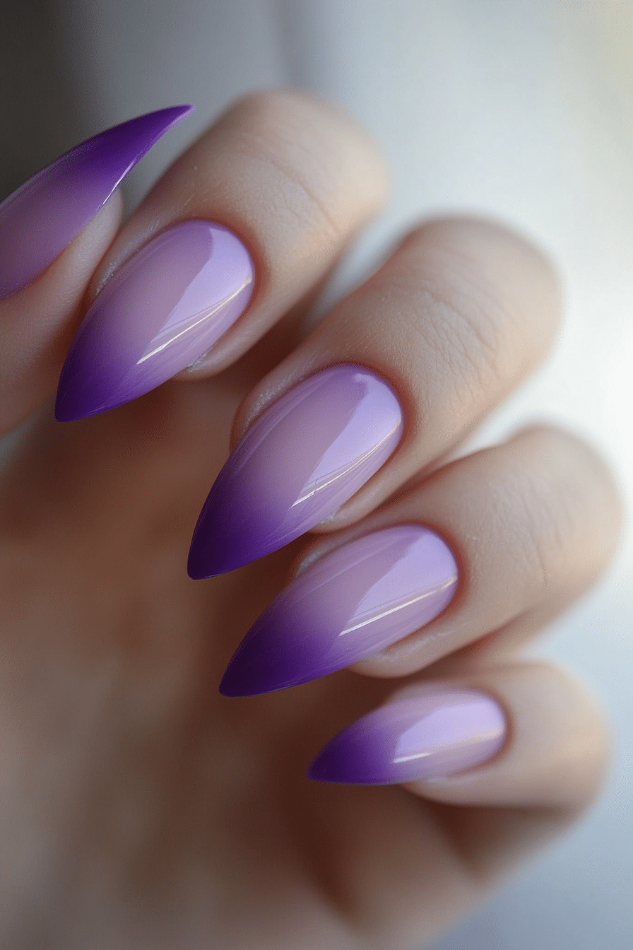 18. Gradient Violet French Tips (Purple And Lavender Nail Design Ideas) - Purple And Lavender Nail Design Ideas