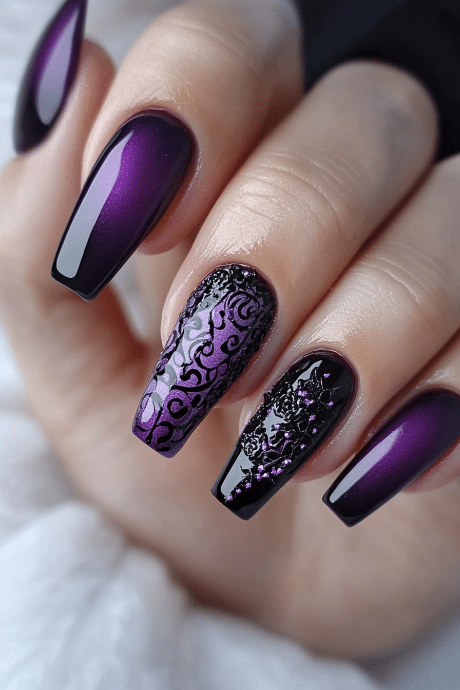 22. Deep Mulberry Glossy Nails (Purple And Lavender Nail Design Ideas) - Purple And Lavender Nail Design Ideas