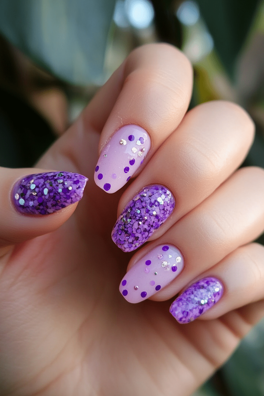 23. Lavender Confetti Accents (Purple And Lavender Nail Design Ideas) - Purple And Lavender Nail Design Ideas