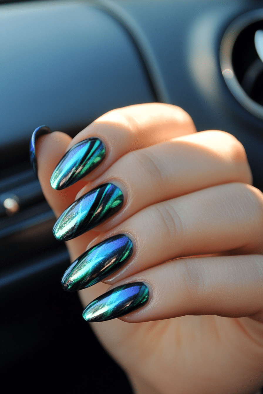 9. Metallic Swirls (Nail Art Design Ideas) - Nail Art Design Ideas