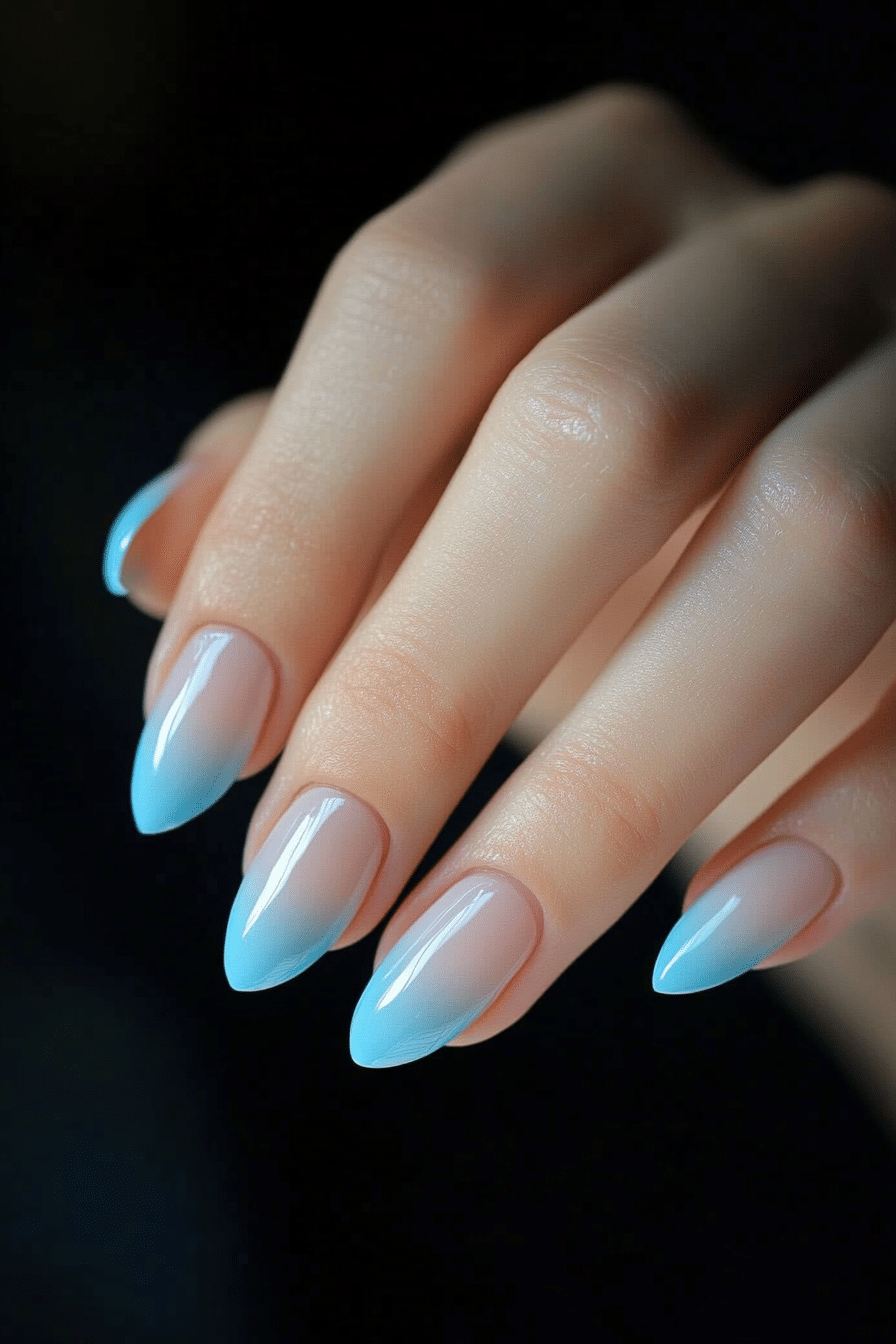 16. Icy Blue Tips (Nail Art Design Ideas) - Nail Art Design Ideas