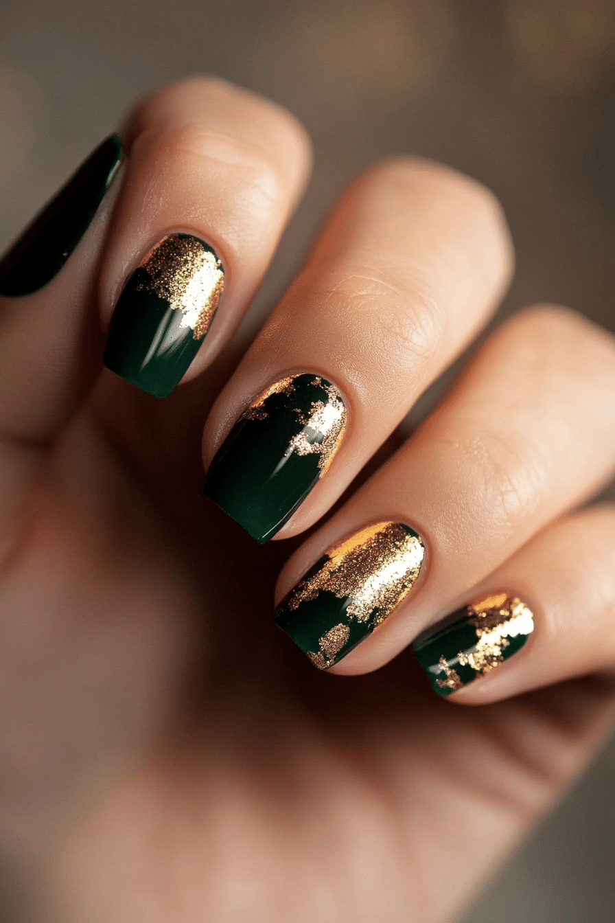 17. Golden Shimmer Strokes (Nail Art Design Ideas) - Nail Art Design Ideas