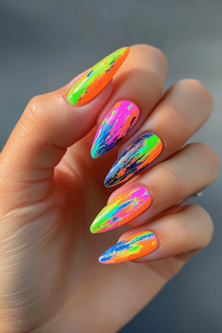 26. Abstract Neon Art (Nail Art Design Ideas) - Nail Art Design Ideas