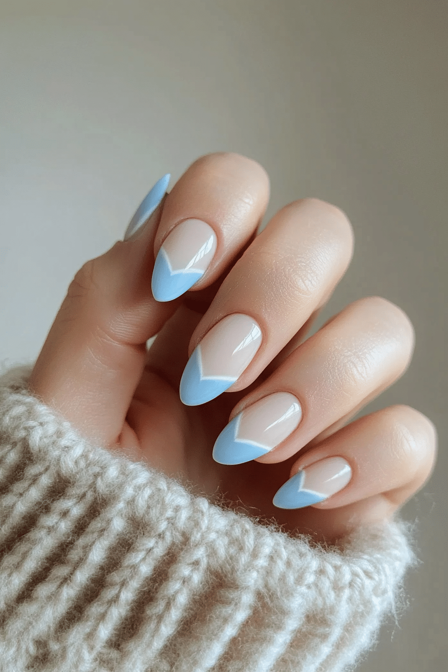 1. Icy Blue French Tips (Short Winter Nail Design Ideas) - Short Winter Nail Design Ideas