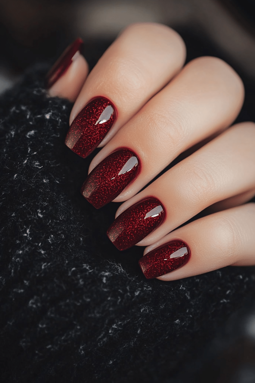 3. Deep Cherry Red Elegance (Short Winter Nail Design Ideas) - Short Winter Nail Design Ideas
