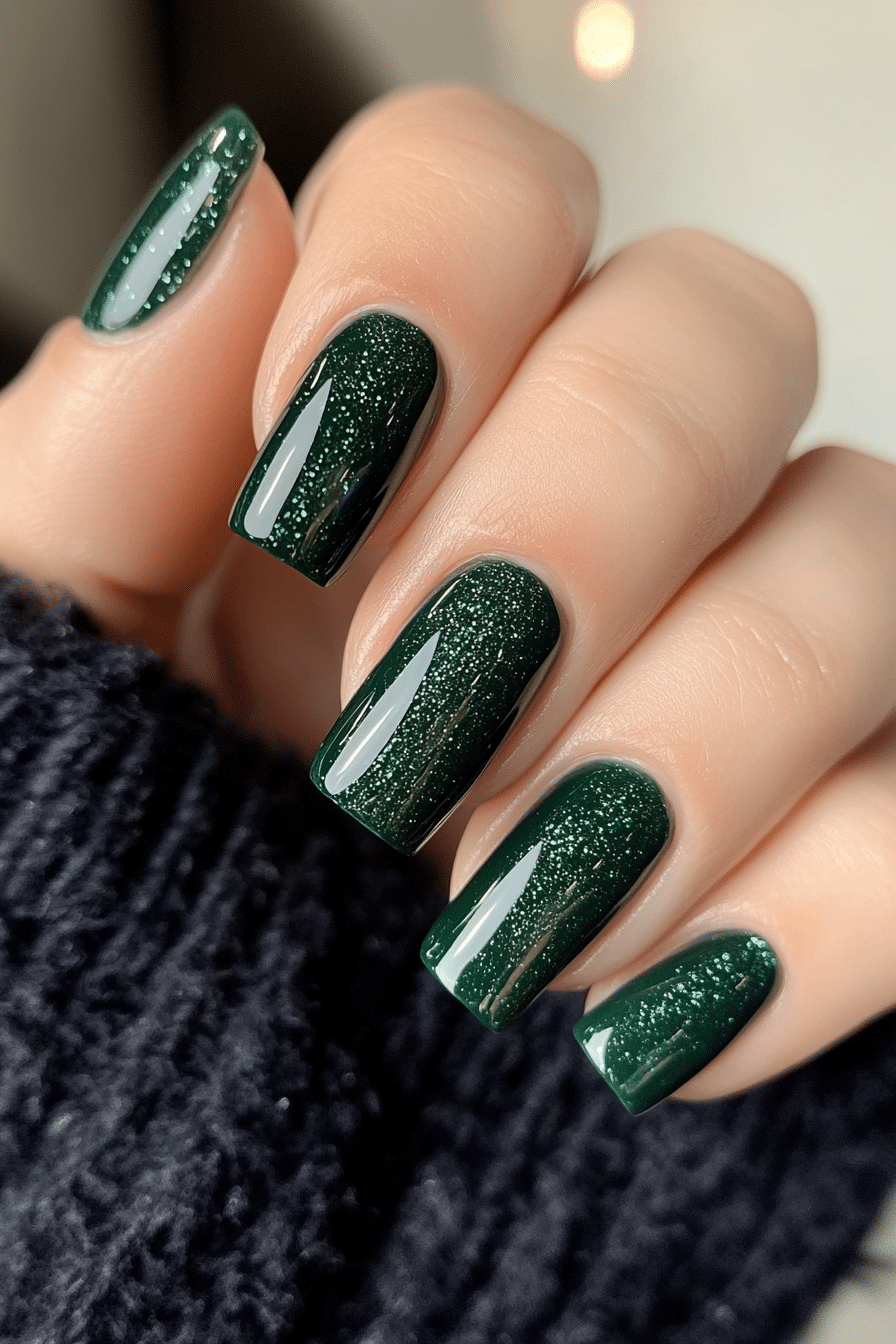 5. Emerald Green Glam (Short Winter Nail Design Ideas) - Short Winter Nail Design Ideas