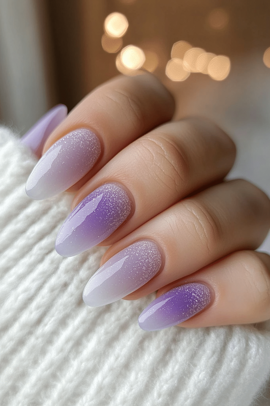 9. Frosted Lavender Tips (Short Winter Nail Design Ideas) - Short Winter Nail Design Ideas