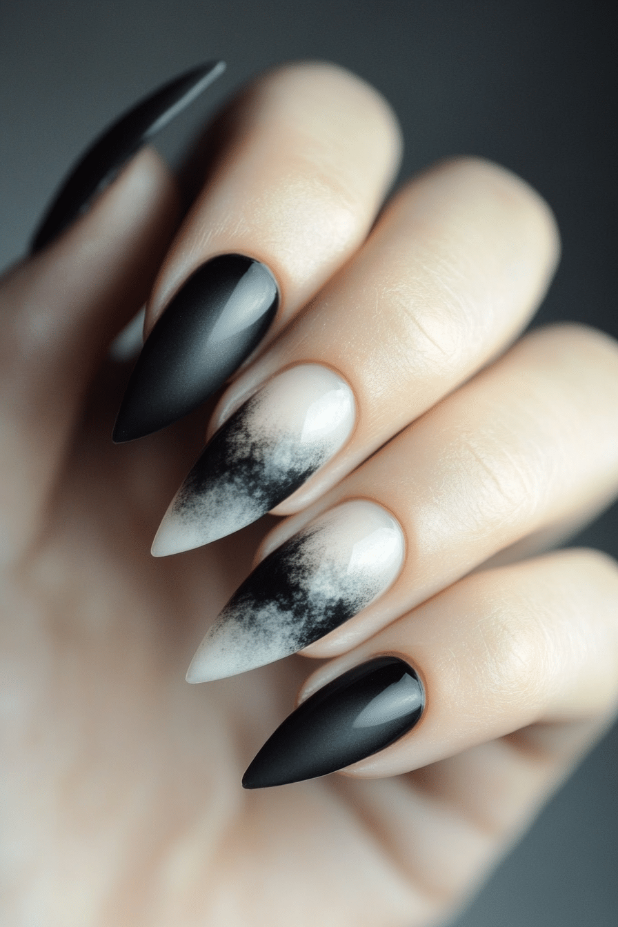 1. Smoky Shadow Nails (Grunge Nail Design Ideas) - Grunge Nail Design Ideas