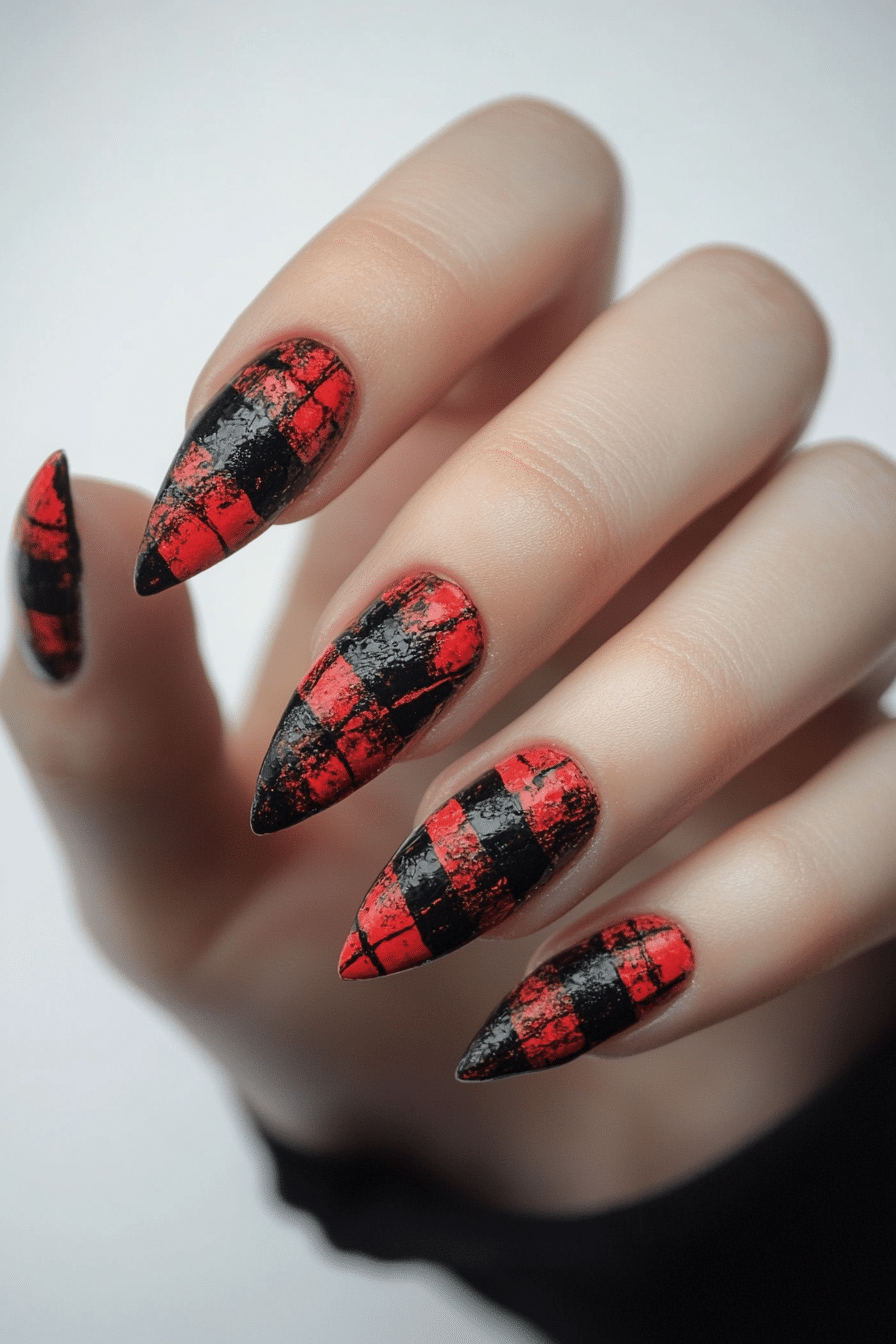 3. Distressed Plaid (Grunge Nail Design Ideas) - Grunge Nail Design Ideas