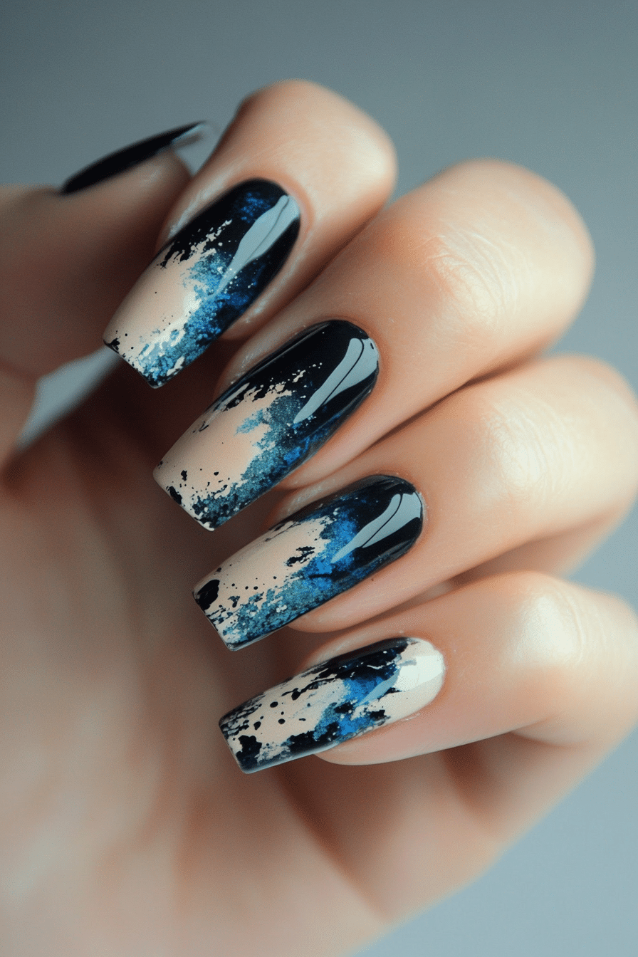 4. Faded Ink Wash (Grunge Nail Design Ideas) - Grunge Nail Design Ideas