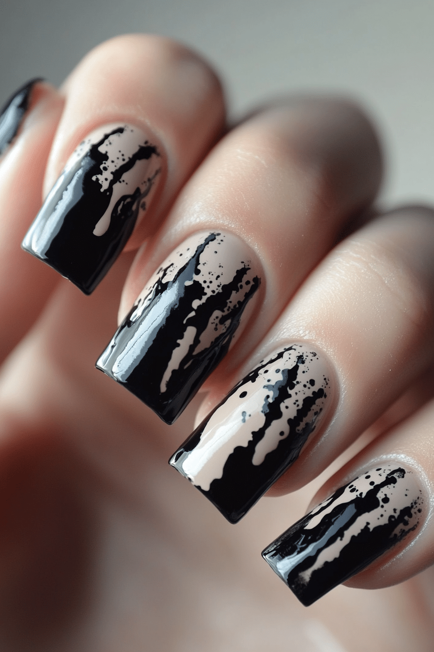 12. Grime Drip Nails (Grunge Nail Design Ideas) - Grunge Nail Design Ideas